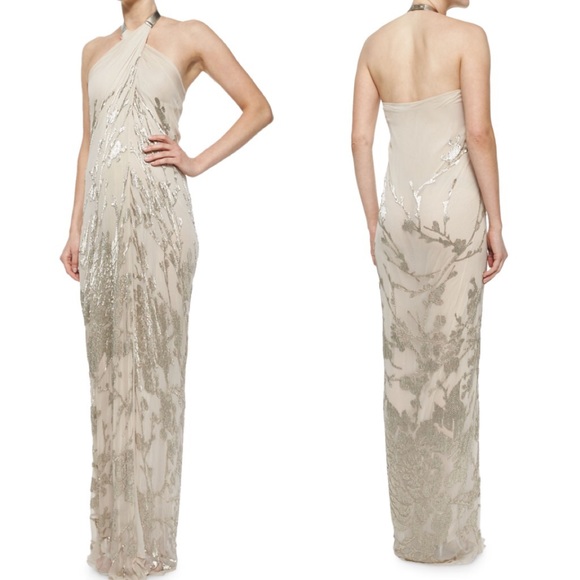 KAUFMAN FRANCO Dresses & Skirts - KAUFMANFRANCO "Jungle Blossom" beaded chiffon gown
